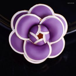 Brooches Retro Enamel Camellia Brooch Small Fragrance Temperament Pin Simple Creative Personality Clothing Fashion Corsage Accessories