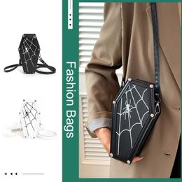 Evening Bags Y2K Korean Women Funny Halloween Spider Cobweb Coffin Hand Bag Gothic Casual punk Shoulder Crossbody Purses Handbags Tote 230925