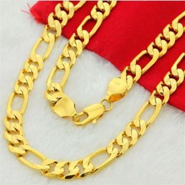 Men's Italian 10mm 14k Yellow Gold Fill 24 Figaro Link Chain Necklace295n