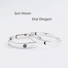 Simple Opening Sun Moon Ring Minimalist Silver Colour Sun Moon Adjustable Ring For Men Women Couple Engagement Jewelry295J