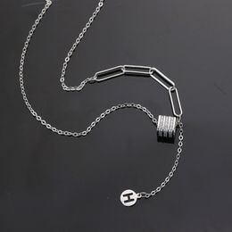 High Edition Classic Design Pendant Love Necklace for Women Girls Double Loop Charms Steel Wedding Jewellery Collar bone necklace with tassel diamond
