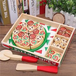 Kitchens Play Food Wooden Pizza Set Pretend And Cutter Toy For Kids Ages 3 230925