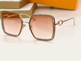 Metal Square Sunglasses Gold/Pink Gradient Women Designer Sunglasses Shades UV400 Eyewear Unisex with Box