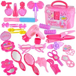 Halloween Toys Pretend Play Kids Makeup Beauty Handle Box Children Make Up Set Hairdressing Simulation Dressing For Girls 230925