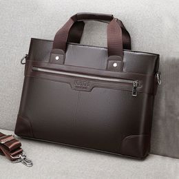 Briefcases Men's Business Briefcases PU Leather Shoulder Messenger Bags Travel Handbag Totes For Macbook 13.3 14 15.4 inch Male Laptop Bag 230925
