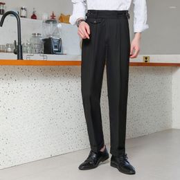 Men's Suits 2023 Spring Summer Fashion High Waist Trousers Male Business Casual Dress Pants Men Formal Office Work H376