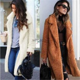 Women's Fur Faux Fur 2019 New product Autumn Winter warm faux fur coats New lapel Large size Women Long sleeve Lamb fur coats Teddy bear coat 1938 YQ230925