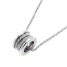 Whole-B Zero1 s925 Sterling Silver Full Crystal Three Layer Round Cylinder Pendant Necklace For Women Jewelry228F