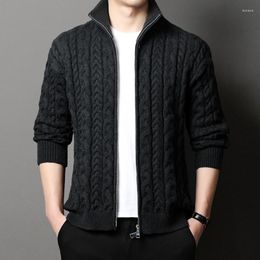 Men's Sweaters Autumn Winter Sweatercoat Men Thick Warm Zipper Stand Collar Cardigan Fashion Knitted Jacket Brand Mens Clothing