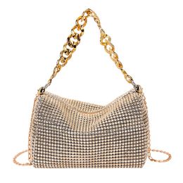 Evening Bags Luxury Designer Shiny Shoulder Bag Shining Evening Clutches Handbag Party Purses Gold Silver Women's Bag 230925