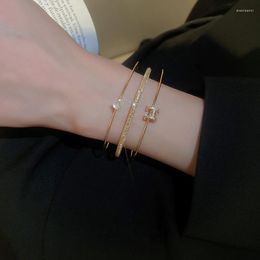 Bangle Arrival Fashion Women Metal Classic Korean Style Ins H Open Thin Simple Three-piece Jewelry