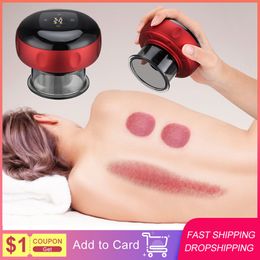 Back Massager Intelligent Vacuum Cupping Massage Device Electric Heating Scraping Suction Cups Physical Fatigue Relieve Health Guasha Cans 230923