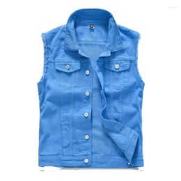 Men's Vests Blue Denim Vest 2023 Summer 5XL Thin Jean Jackets Men Waistcoat Sleeveless Slim Fit Casual Male