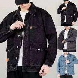 Men's Jackets Stylish Autumn Jacket Single-breasted Warm Casual Hip Hop Men Denim