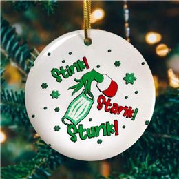 3 inç yuvarlak daire özel süblimasyon boş seramik kolye Noel süsleri düz Noel ağacı dekoru halat
