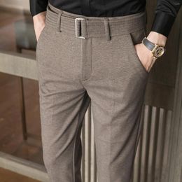Men's Suits Winter Khaki Black Long Straight Slilm Fit Woollen Pants Men Business Office Wear Thick Casual Suit Oversize Trousers Male