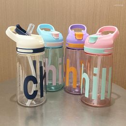 Water Bottles 450ml Kids Bottle With Straw BPA Free Children Drinking Kettle Healthy Plastic Portable School Cup