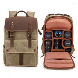 Backpack Waterproof Batik Canvas Camera Po Bag Large Capacity Outdoor Pography Digital Padded SLR Tripod Holder
