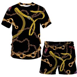 New Fashion Women/Mens Iron Chain Funny 3d Print T-Shirt / Jogger Shorts Casusal Tracksuit Sets S-7XL 006