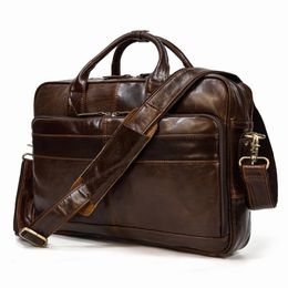 Briefcases Soft Genuine Leather Briefcase Bag Men's Male business laptop bag 14 15.6 inch PC Computer Bag for men male shoulder bag 230925