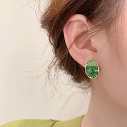 Stud Earrings 2023 Gradient Colour Women Crystal Champagne Blue Green Zircon Irregular Geometric Earings Summer Jewellery