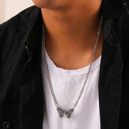 Chains Fashion Trend European And American Men's Internet Celebrity Punk Style Butterfly Rose Skull Necklace Wholesale
