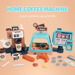 Kitchens Play Food Pretend Maker Coffee Machine Toy Home Kitchen Simulation Appliance for Kids 3 In 1 Cash Register Bread Kit Gift 230925