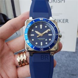 2022 new square black blue military sports mens watch BR Bell R rubber band designer luxury calendar men mens watches reloj298b