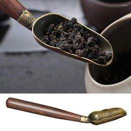 Tea Scoops Solid Wood Handle Spoon Vintage Ebony Teaspoon Retro Shovel Coffee Scoop Tableware Ceremony Accessories Gift