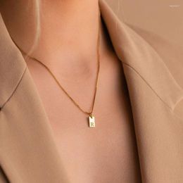 Pendant Necklaces Tiny Square Initial Letter For Women Stainless Steel Engraved Choker Necklace Aesthetic Birthday Jewelry Gifts