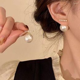 Dangle Earrings Simple Elegant Single Row Imitation Pearl Stud For Women Fashion Big White Earring Jewellery Wedding Party Gift