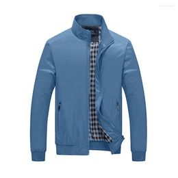 Men's Jackets Stylish Male Jacket Long Sleeves Anti-freeze Windproof Spring Casual Solid Color Thin Coat