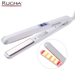 Hair Straighteners Straightener Infrared and Ultrasonic Profession Cold Care Iron Treatment for Frizzy Dry Recovers Damage Flat Irons 230923