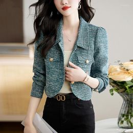 Women's Jackets Spring Autumn Fashion Fragrant Rough Tweed Coat French Luxury Green Red Jacket