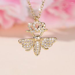 Pendant Necklaces Luxury 18K Gold Plated Cute Crown Honey Bee Exquisite Birthday Anniversary Jewelry Accessories For Women