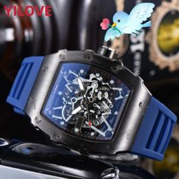 Top Quality Men Watch 43mm Full Function Stopwatch Black Blue Rubber Clock Luxury Quartz President Day Date Whole And Retail W336h