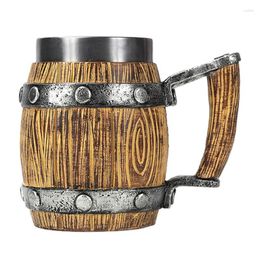 Mugs Barrel Beer Mug Simulation Wooden Cup Imitation Tankard Men Gift Stainless Steel Drinkware