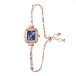 Wristwatches Women's Diamond Watches Bracelet Square Dial Chain Link Analogue Bangle Wrist Watch Wonderful Gift For Women