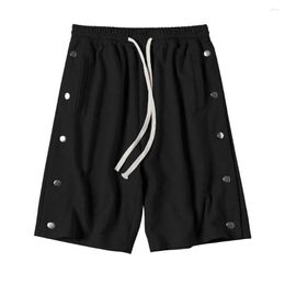 Men's Shorts Fashion Side Seam Breasted Buckle Men Casual Loose Baggy Sportswear Button Sweatshorts