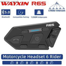 Walkie Talkie WAYXIN 6 Riders Helmet Headset Motorcycle Bluetooth Intercom Wireless Communication GPS Interphone Waterproof 1200M BT 5.0 R6S HKD230925