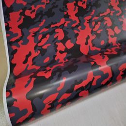 Red Black Gray Snow Camo Vinyl For Car Wrap With Air Release Gloss Matt Camouflage Stickers Truck graphics self adhesive 1 52X30244S