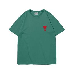 Men's T-shirts Ami Amoring Classic Love Arrow T-shirt Green Peach Heart Cotton Short Sleeve Unisex Summer Bqs3