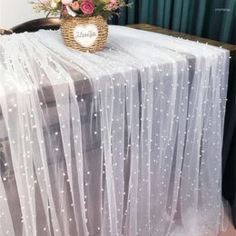 Table Cloth INS Wedding Birthday Tulle Pearl Tablecloth Extra Large Party Prom Background Po Prop Chic Buffet Banquet Decor