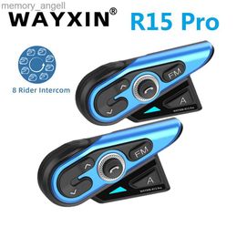 Walkie Talkie WAYXIN R15 Pro Motorcycle Helmet Bluetooth Headset 2000M Interphone Comunicator Headphone For 8 Riders IP67 FM Radio 6 Colors HKD230925