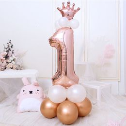 Other Event Party Supplies 1st 1 2 3 4 5 6 7 8 9 Years Old Happy Birthday Number Foil Balloon Boy Girl First Party Decoration Kids Latex Rose Gold Supplies 230925