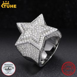 With Side Stones Fine Jewellery VVS1 Certificate Star Rings For Men 925 Sterling Silver Hip Hop 2302143015