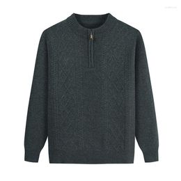 Men's Sweaters 2023 Men Autumn Winter Round Neck Wool Cotton Sweater Warm Base Half Zipper Long Sleeve Classic Business Office Casual C155