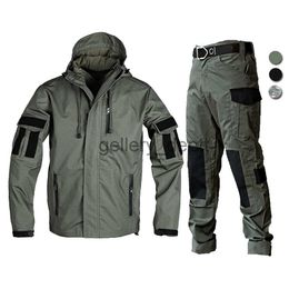 Men's Tracksuits Tactical Windbreaker Set Men's Military Waterproof Suits Outdoor Hunting Clothing Camping Outfits Windproof Hooded Jackets Pants J230925