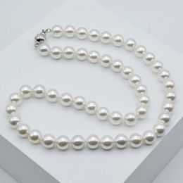 Chains Women's Necklace 8mm Mother Shell Pearl White Round Ocean Of High Gloss Short