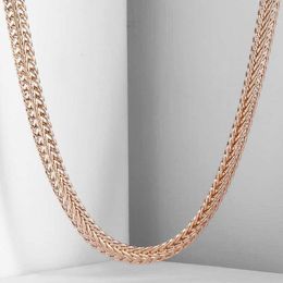 Chains 5mm Girls Womens Necklace Chain 585 Rose Gold Color Braided Foxtail Link Fashion Jewelry 20inch 24inch CN01